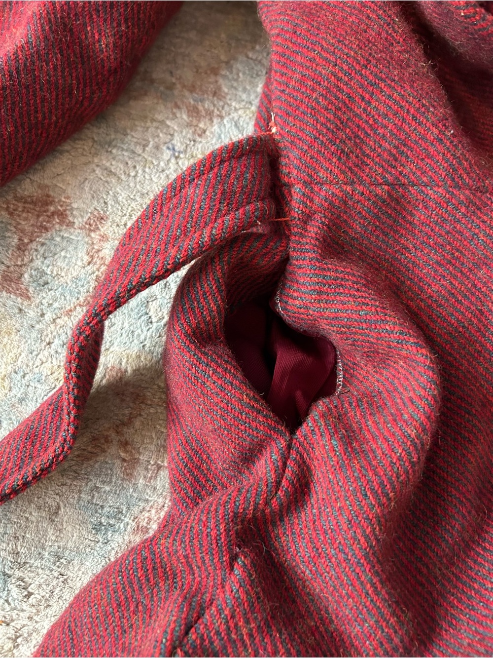 Vintage Girls' Long Sleeve Belted Red Coat - Classic Fit - Picture 5 of 9